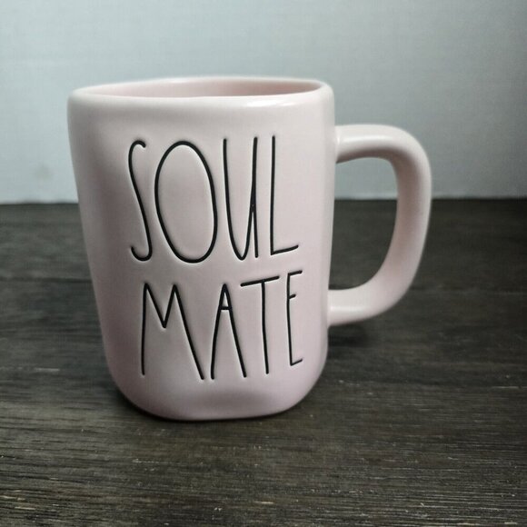 Rae Dunn Artisan Soul Mate Pink Coffee Mug Valentine's Day Farmhouse Magenta - Picture 1 of 10